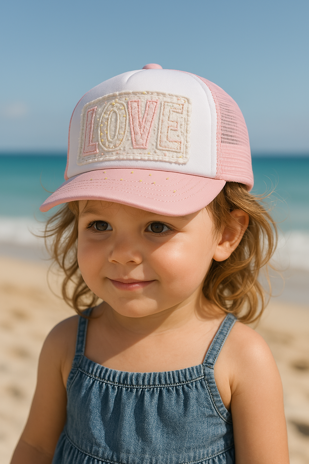 "Love" Toddler Trucker Hat in Light Pink
