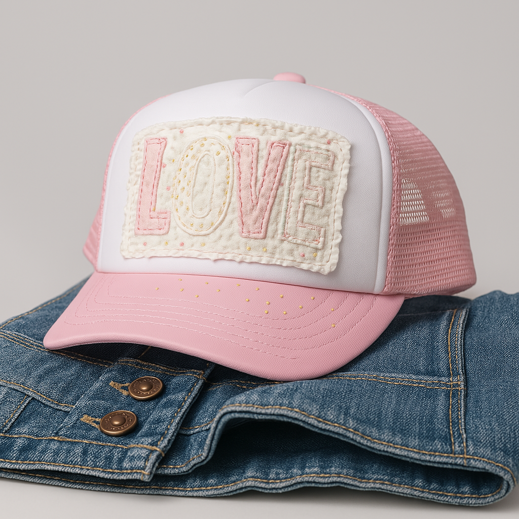 "Love" Toddler Trucker Hat in Light Pink