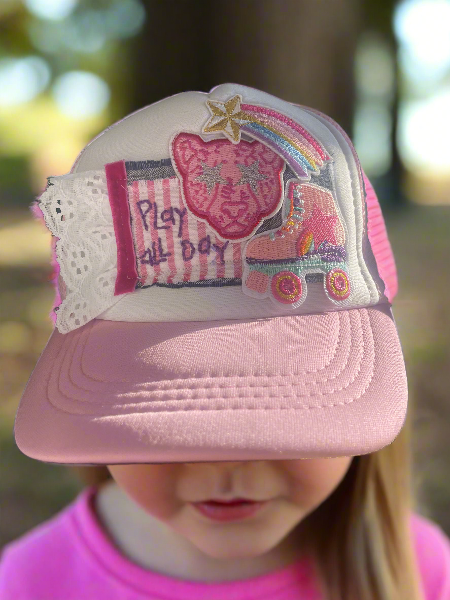 "Play All Day" Pink Trucker Hat for Little Kids - Christine Leigh