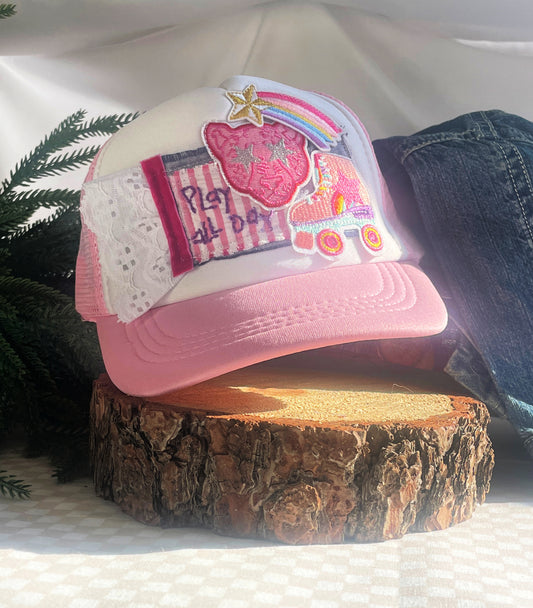 "Play All Day" Pink Trucker Hat for Little Kids - Christine Leigh